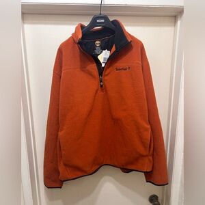 Timberland Fleece Sweater 1/4 Zip Pullover Mens XXL 2XL NWT New Orange Cayenne